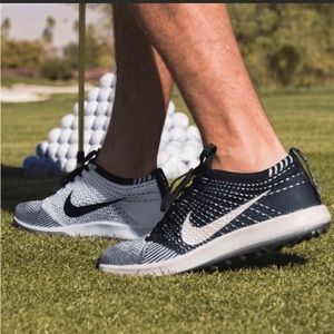 NIKE FLYKNIT RACER G MEN'S GOLF SHOE - BLACK/WHITE